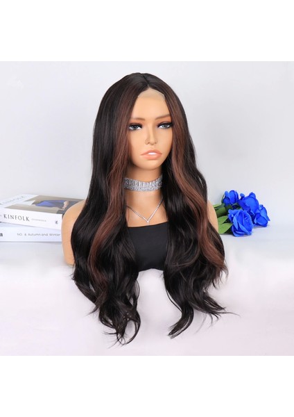 Koyu Kestane Perçemler Kahverengi Tül Peruk fiyatları