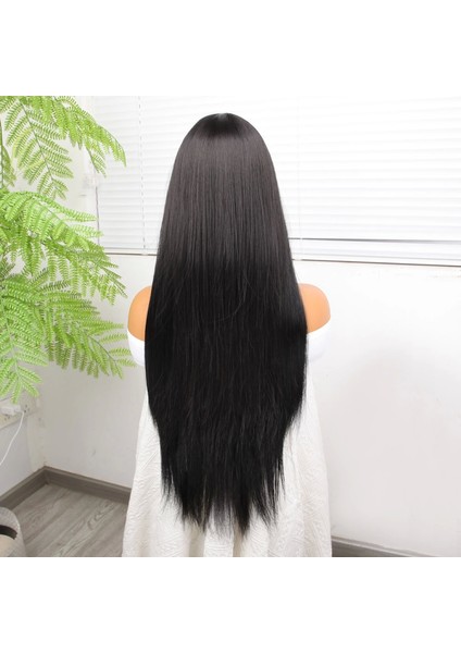 Siyah Düz Uzun Tül Peruk indirimleri
