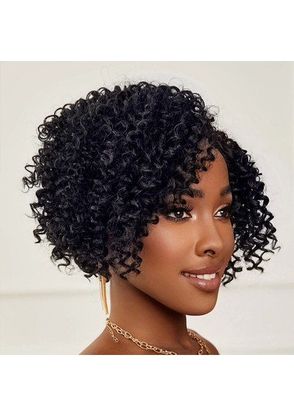 Siyah Kısa Afro Yan Tül Peruk fiyatları