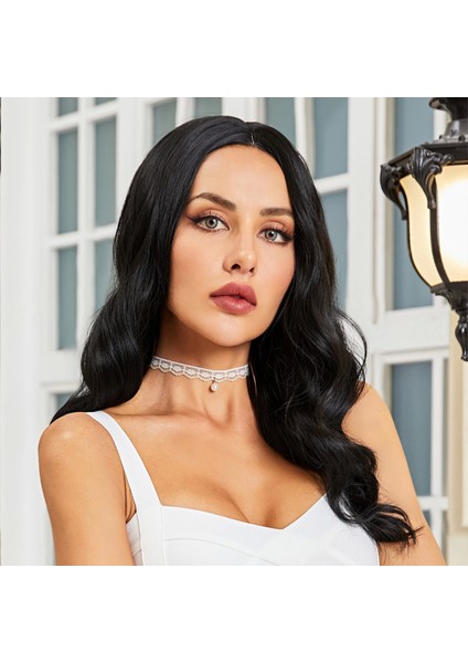 Siyah Geniş Dalgalı Fiber Sentetik Tül Peruk fiyatları