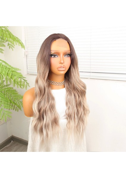 Kumral Beyaz Platin Ombre ve Röfleli Tül Peruk modelleri