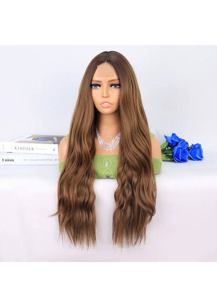 Koyu Kumral Açık Kumral Ombreli Tül Peruk modelleri