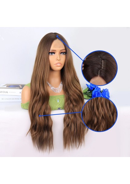 Koyu Kumral Açık Kumral Ombreli Tül Peruk fırsatları