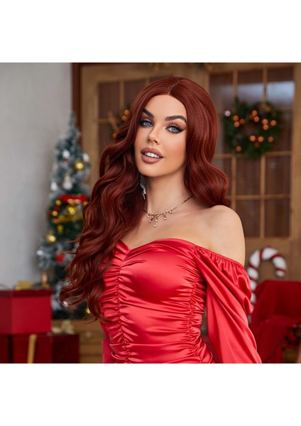 Koyu Kızıl Bakır Su Dalgalı Tül Peruk indirimleri