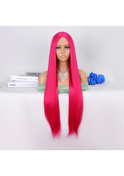 Koyu Pembe Ekstra Uzun Tül Peruk