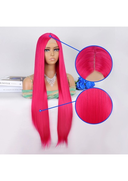 Koyu Pembe Ekstra Uzun Tül Peruk fırsatları