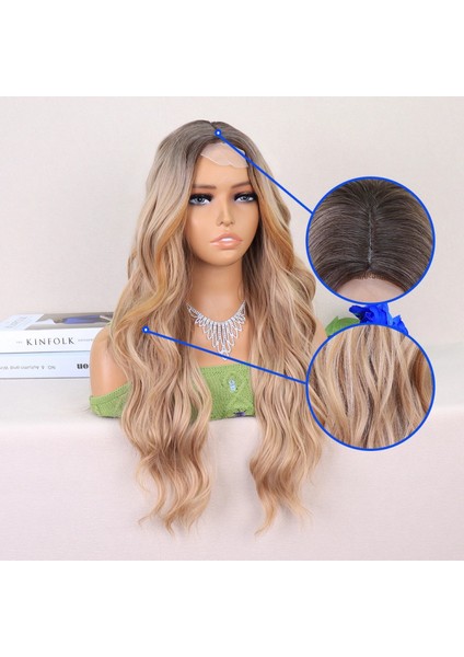 Koyu Kumral Dore Sarı Ombreli Perçemler Bakır Işıltılı Tül Peruk fırsatları