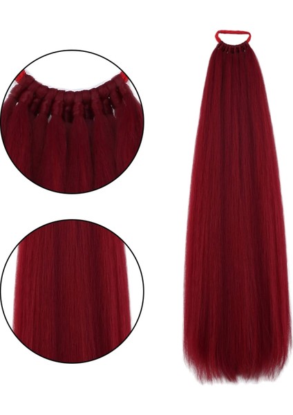 Lastik Tokalı At Kuyruğu Düz - Kızıl