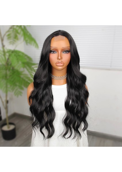 Koyu Siyah Su Dalgalı Fiber Sentetik Tül Peruk fiyatları