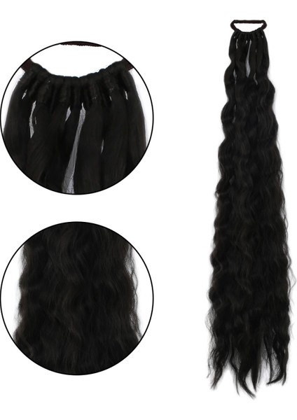 Lastik Tokalı At Kuyruğu Kabarık Afro Dalgalı - Kahverengi