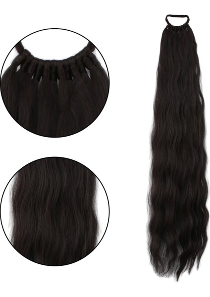 Lastik Tokalı At Kuyruğu Su Dalgalı - Kızıl Kahve