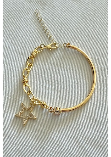 Kadın Bileklik 14K Renk Yarı Geçme Zirkon Yıldız Bileklik