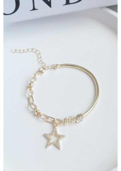 Kadın Bileklik 14K Renk Yarı Geçme Zirkon Yıldız Bileklik modelleri