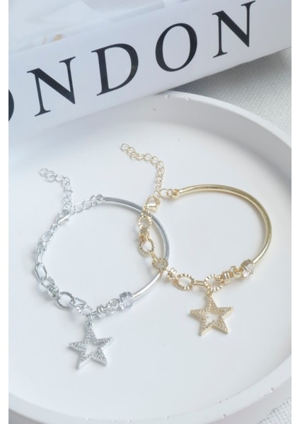 Kadın Bileklik 14K Renk Yarı Geçme Zirkon Yıldız Bileklik fırsatları