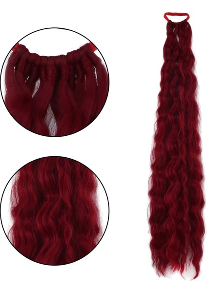 Lastik Tokalı At Kuyruğu Kabarık Afro Dalgalı - Kızıl