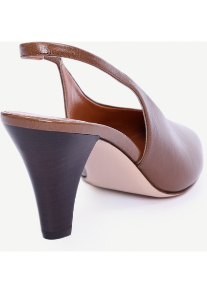 Arkası Açık Deri Topuklu Ayakkabı modelleri