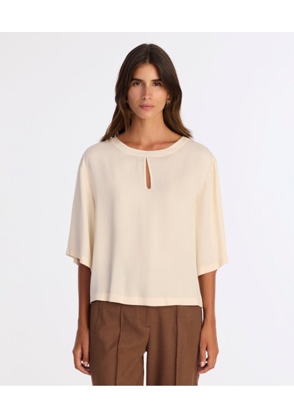 Regular Bisiklet Yaka 3/4 Kol Bluz