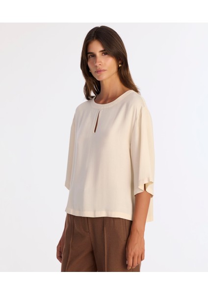 Regular Bisiklet Yaka 3/4 Kol Bluz fiyatları