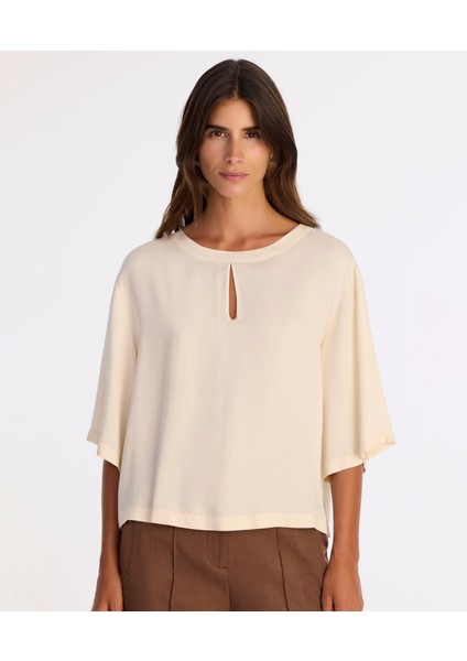 Regular Bisiklet Yaka 3/4 Kol Bluz modelleri