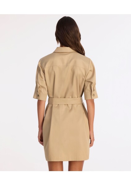 Düz Gömlek Yaka 3/4 Kol Elbise indirimleri