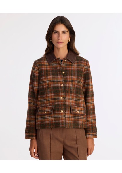 Cropped Gömlek Yaka Uzun Kol Ceket