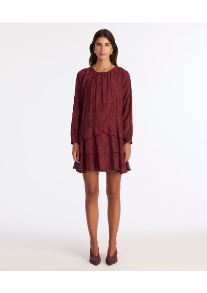 Düz Bisiklet Yaka Uzun Kol Elbise