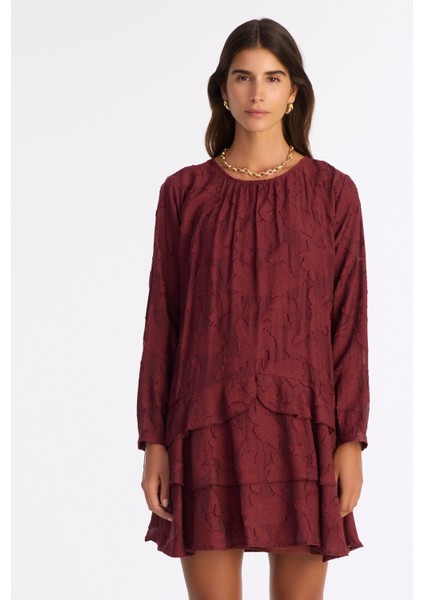 Düz Bisiklet Yaka Uzun Kol Elbise fiyatları