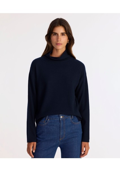 Geniş Balıkçı Yaka Uzun Kol Kazak