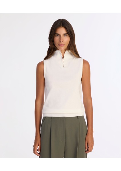 Regular Yarım Balıkçı Yaka Kolsuz Kazak