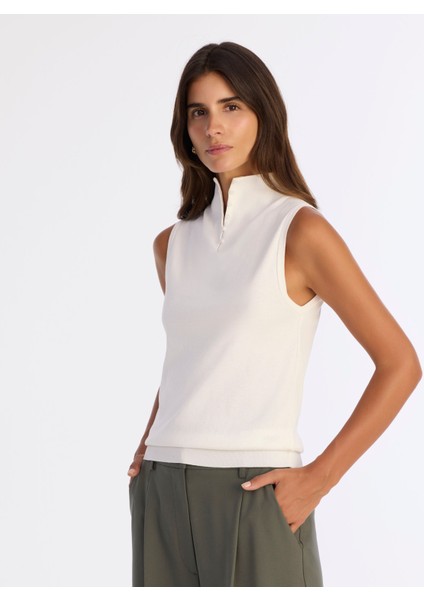 Regular Yarım Balıkçı Yaka Kolsuz Kazak modelleri