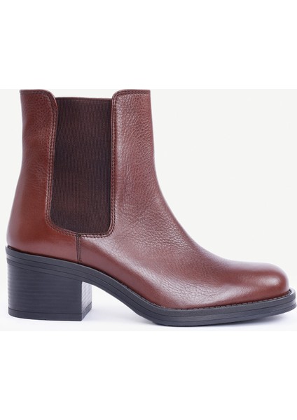 Lastikli Topuklu Deri Bot