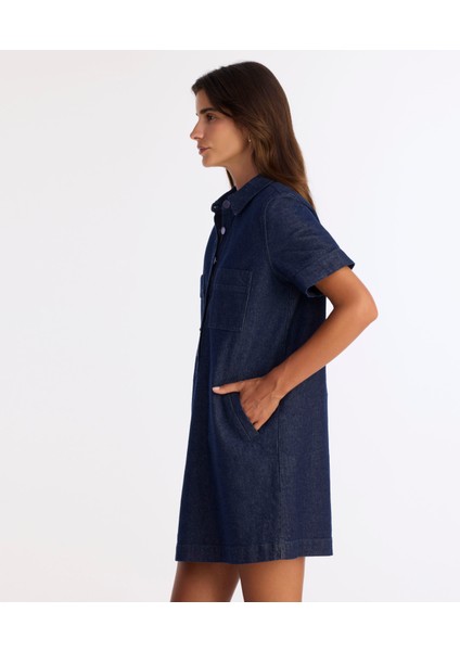 Düz Gömlek Yaka Kısa Kol Elbise modelleri