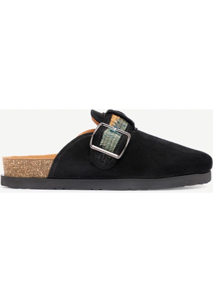 Şerit Detaylı Deri Terlik