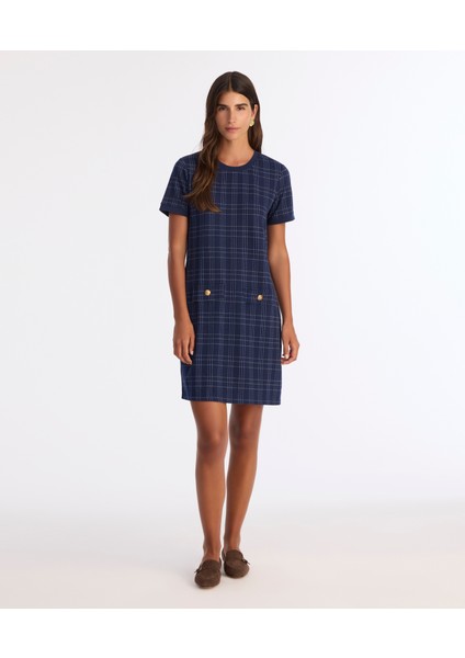 Dar Bisiklet Yaka Kısa Kol Elbise