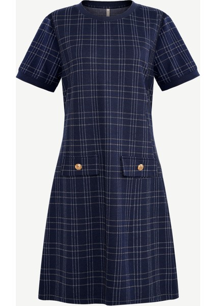 Dar Bisiklet Yaka Kısa Kol Elbise