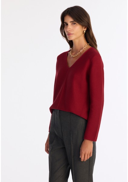 Regular V Yaka Uzun Kol Kazak fiyatları