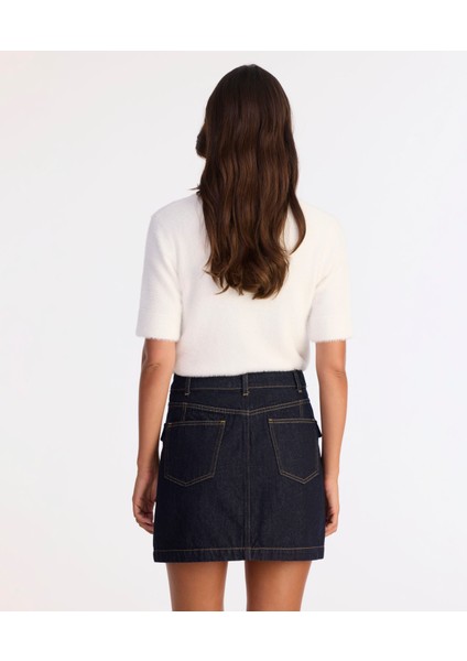 Pens Detaylı Düğmeli Kısa Denim Etek indirimleri
