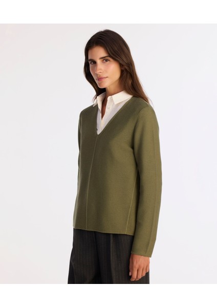 Regular V Yaka Uzun Kol Kazak fiyatları