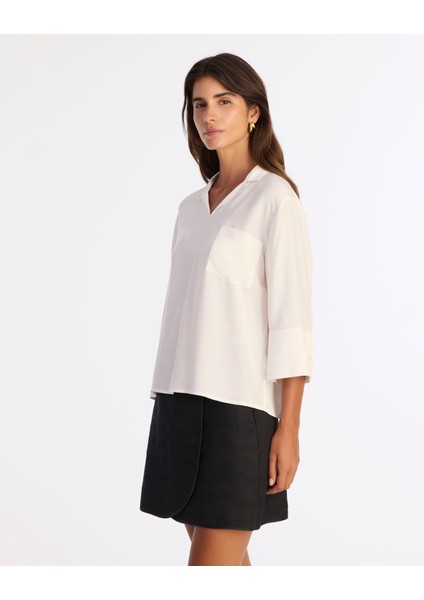 Regular Gömlek Yaka 3/4 Kol Bluz fiyatları