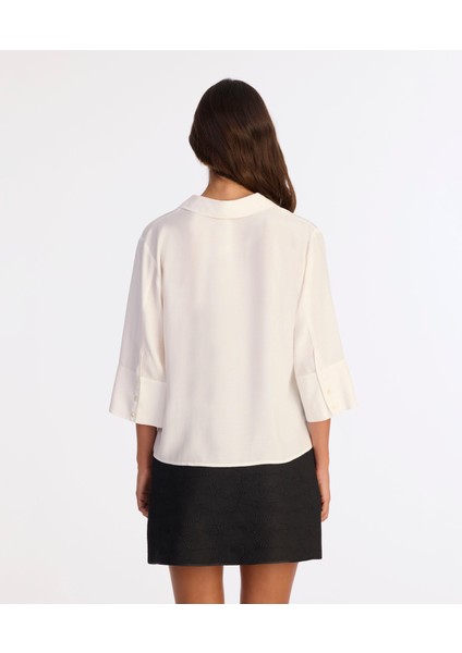 Regular Gömlek Yaka 3/4 Kol Bluz fırsatları