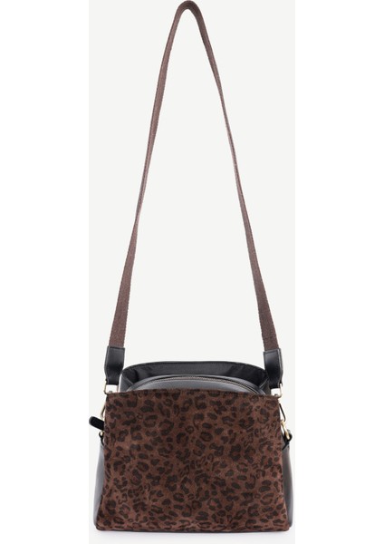 Leopar Desenli Deri Omuz Çantası