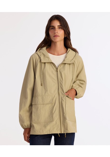 Loose Kapüşonlu Yaka Uzun Kol Yağmurluk fiyatları