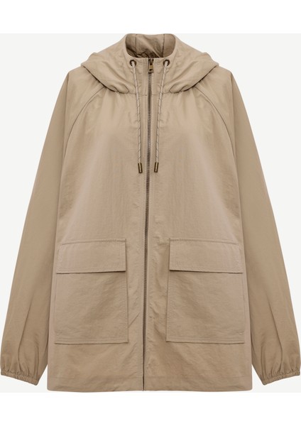 Loose Kapüşonlu Yaka Uzun Kol Yağmurluk indirimleri