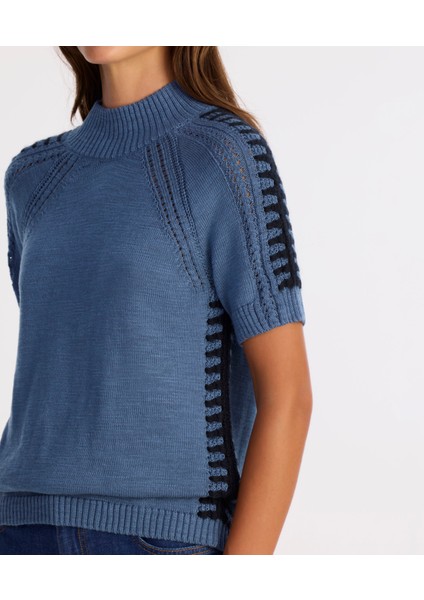 Regular Dik Yaka Kısa Kol Kazak modelleri