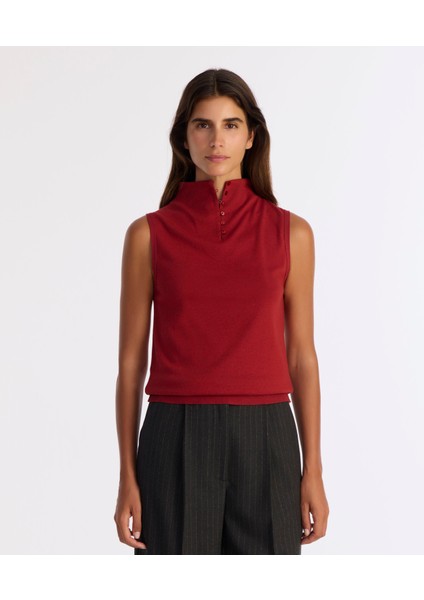 Regular Yarım Balıkçı Yaka Kolsuz Kazak