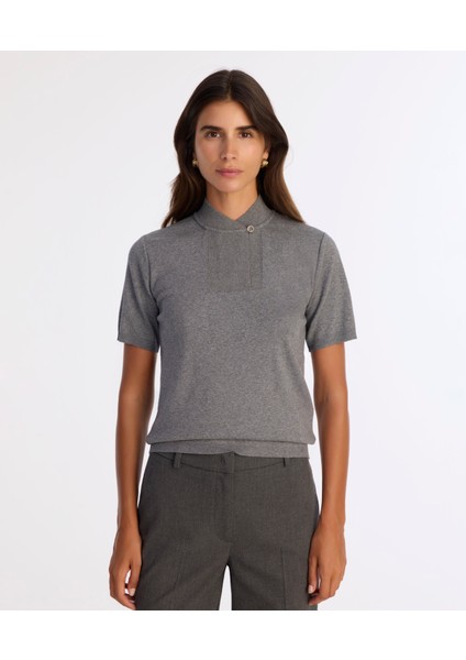 Regular Yarım Balıkçı Yaka Kısa Kol Kazak