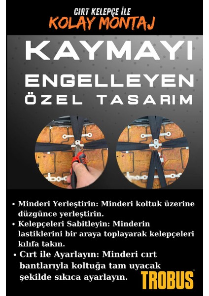 Citroen C4 2011-2015 Uyumlu Lüks Kalite Sıvı Geçirmez Deri Oturak Minder 3'lü Siyah indirimleri