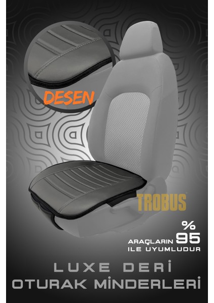 Toyota Tercel 3/5 Kapı 1980–1999 Uyumlu Lüks Kalite Sıvı Geçirmez Deri Oturak Minder 3'lü Siyah