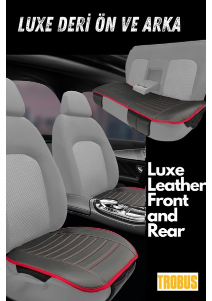 Fiat Siena 1996–2012 Uyumlu Lüks Kalite Sıvı Geçirmez Deri Oturak Minder 3'lü Siyah Kırmızı