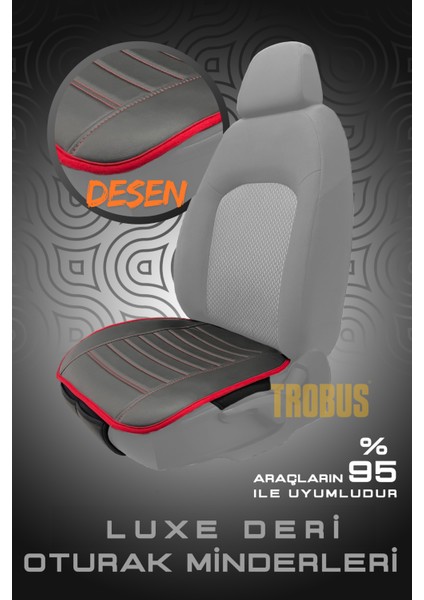 Fiat Siena 1996–2012 Uyumlu Lüks Kalite Sıvı Geçirmez Deri Oturak Minder 3'lü Siyah Kırmızı fiyatları